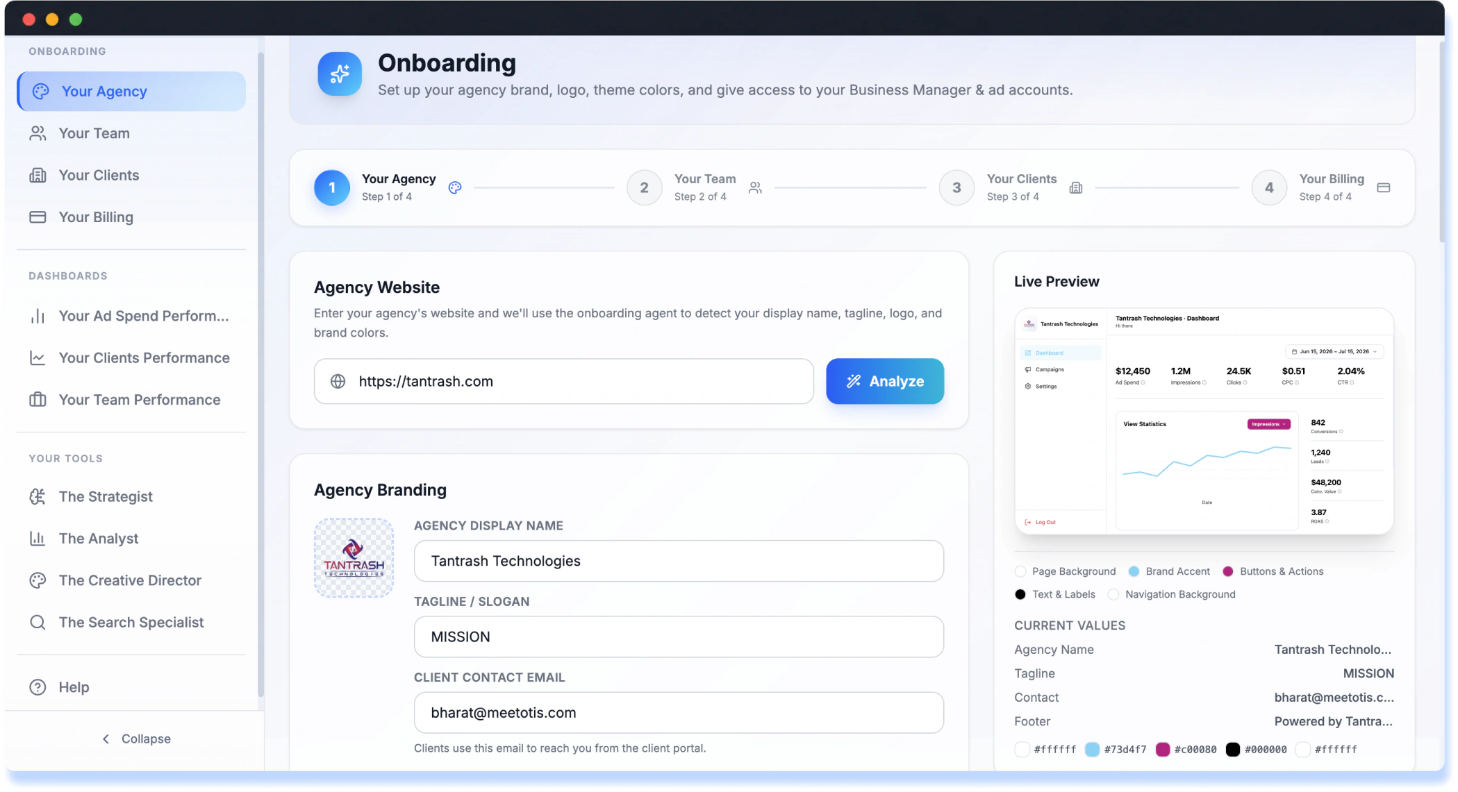 Otis agency onboarding workspace