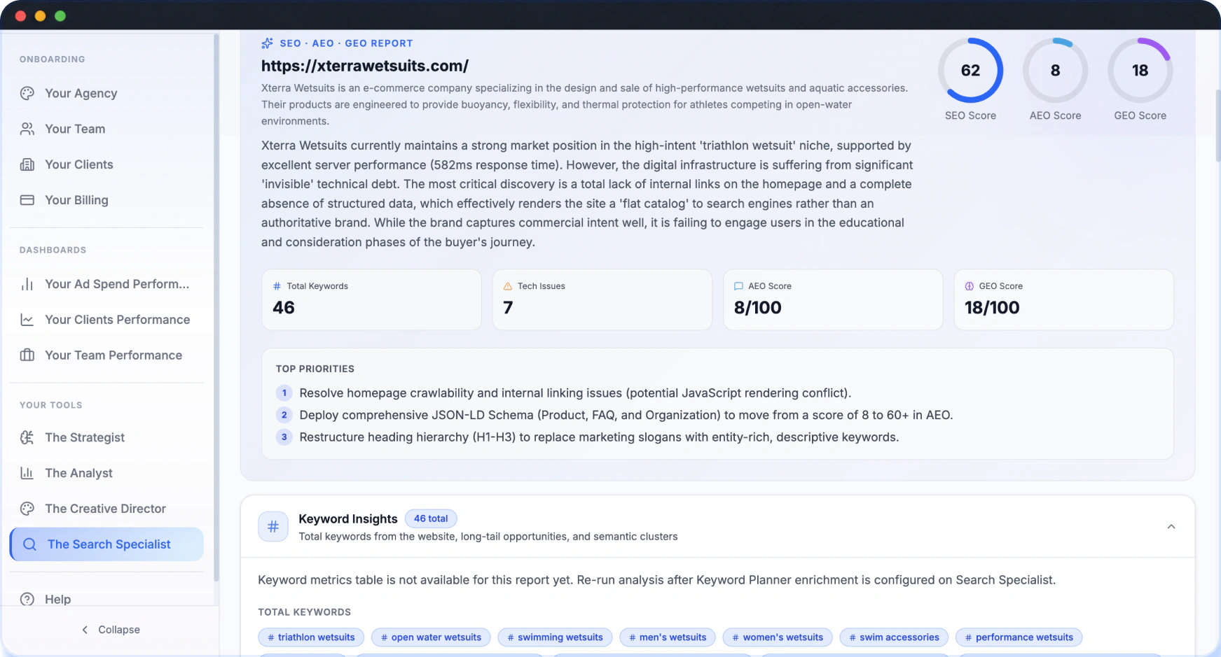 Otis Search Specialist SEO report