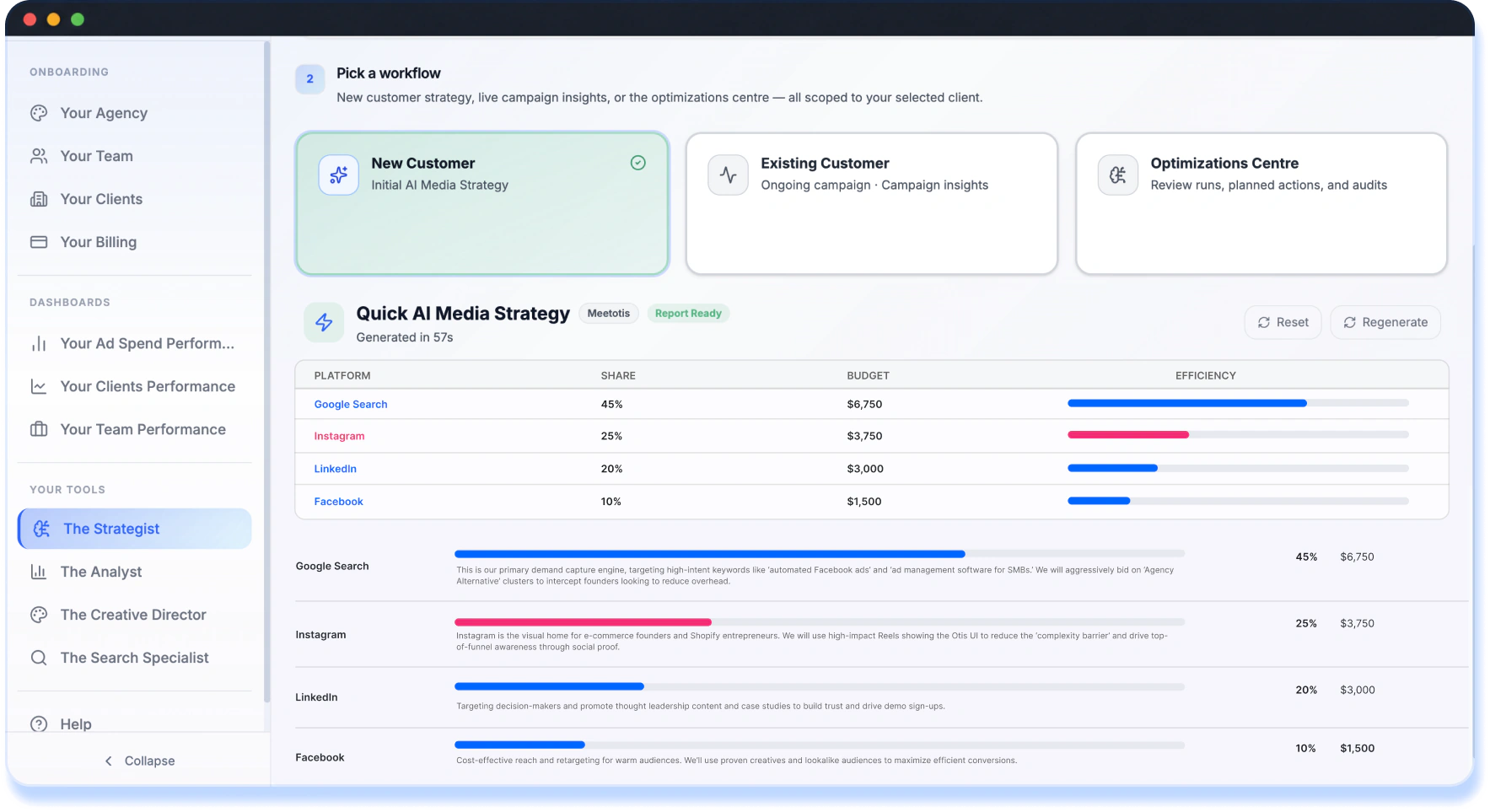 Otis Strategist AI media plan