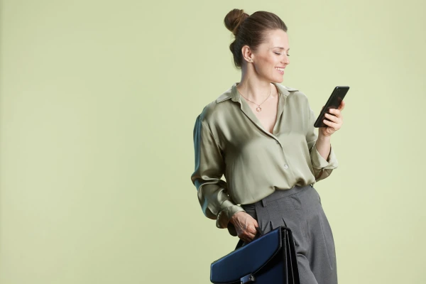 Woman reading on her phone